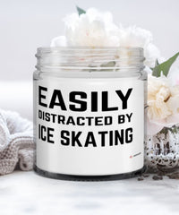 Funny Easily Distracted By Ice Skating 9oz Vanilla Scented Candles Soy Wax