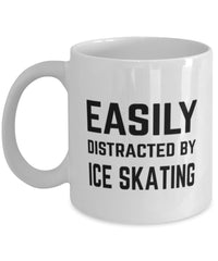 Funny Easily Distracted By Ice Skating Coffee Mug 11oz White
