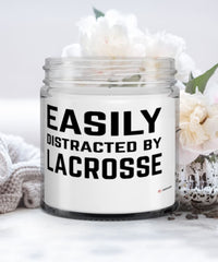 Funny Easily Distracted By Lacrosse 9oz Vanilla Scented Candles Soy Wax