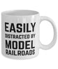 Funny Easily Distracted By Model Railroads Coffee Mug 11oz White