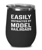 Funny Easily Distracted By Model Railroads Stemless Wine Glass 12oz Stainless Steel