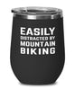 Funny Easily Distracted By Mountain Biking Stemless Wine Glass 12oz Stainless Steel