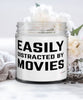 Funny Easily Distracted By Movies 9oz Vanilla Scented Candles Soy Wax
