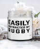 Funny Easily Distracted By Rugby 9oz Vanilla Scented Candles Soy Wax