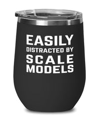 Funny Easily Distracted By Scale Models Stemless Wine Glass 12oz Stainless Steel