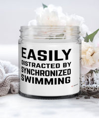 Funny Easily Distracted By Synchronized Swimming 9oz Vanilla Scented Candles Soy Wax