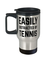 Funny Easily Distracted By Tennis Travel Mug 14oz Stainless Steel