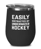 Funny Easily Distracted By Underwater Hockey Stemless Wine Glass 12oz Stainless Steel