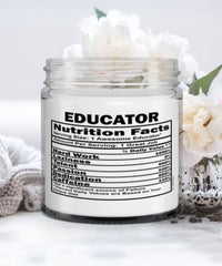 Funny Educator Candle Nutrition Facts 9oz Vanilla Scented Candles Soy Wax