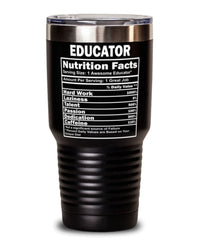 Funny Educator Nutrition Facts Tumbler 30oz Stainless Steel
