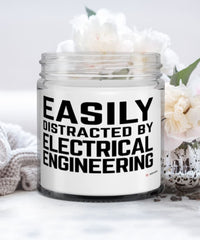 Funny Electrical Engineer Candle Easily Distracted By Electrical Engineering 9oz Vanilla Scented Candles Soy Wax