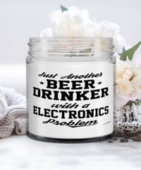 Funny Electronics Candle Just Another Beer Drinker With A Electronics Problem 9oz Vanilla Scented Candles Soy Wax