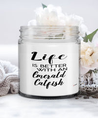 Funny Emerald Catfish Candle Life Is Better With An Emerald Catfish 9oz Vanilla Scented Candles Soy Wax