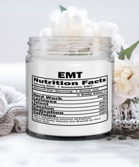 Funny EMT Candle Nutrition Facts 9oz Vanilla Scented Candles Soy Wax