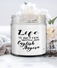 Funny English Angora Rabbit Candle Life Is Better With An English Angora 9oz Vanilla Scented Candles Soy Wax
