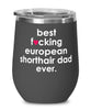 Funny European Shorthair Cat Wine Glass B3st F-cking European Shorthair Dad Ever 12oz Stainless Steel Black