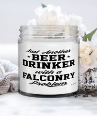 Funny Falconer Candle Just Another Beer Drinker With A Falconry Problem 9oz Vanilla Scented Candles Soy Wax