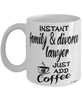 Funny Family & Divorce Lawyer Mug Instant Family & Divorce Lawyer Just Add Coffee Cup White