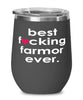 Funny Farmor Wine Glass B3st F-cking Farmor Ever 12oz Stainless Steel Black