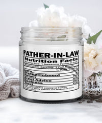 Funny Father-in-law Candle Nutrition Facts 9oz Vanilla Scented Candles Soy Wax