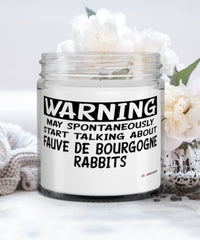 Funny Fauve de Bourgogne Rabbit Candle May Spontaneously Start Talking About Fauve de Bourgogne Rabbits 9oz Vanilla Scented Candles Soy Wax