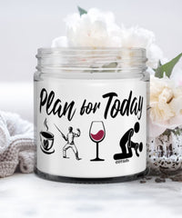 Funny Fencer Candle Adult Humor Plan For Today Fencing Wine 9oz Vanilla Scented Candles Soy Wax