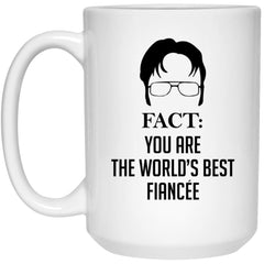 Funny Fiancee Mug Gift Fact You Are The World's Best Fiancee Coffee Cup 15oz White 21504