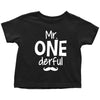 Funny First Birthday T-Shirt Mr One derful Toddler Kids Shirt Black