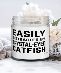Funny Fish Candle Easily Distracted By Crystal-eyed Catfish 9oz Vanilla Scented Candles Soy Wax