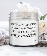 Funny Fish Candle Introverted But Willing To Discuss Cory Catfish 9oz Vanilla Scented Candles Soy Wax