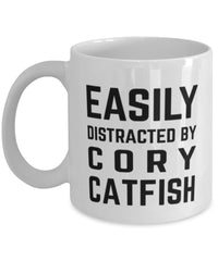 Funny Fish Mug Easily Distracted By Cory Catfish Coffee Mug 11oz White