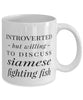 Funny Fish Mug Introverted But Willing To Discuss Siamese Fighting Fish Coffee Mug 11oz White