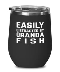 Funny Fish Wine Tumbler Easily Distracted By Oranda Fish Stemless Wine Glass 12oz Stainless Steel