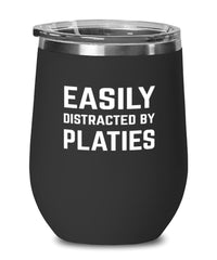 Funny Fish Wine Tumbler Easily Distracted By Platies Stemless Wine Glass 12oz Stainless Steel