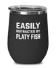 Funny Fish Wine Tumbler Easily Distracted By Platy Fish Stemless Wine Glass 12oz Stainless Steel