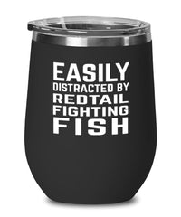 Funny Fish Wine Tumbler Easily Distracted By Siamese Fighting Fish Stemless Wine Glass 12oz Stainless Steel
