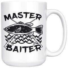 Funny Fishing Mug Master Baiter 15oz White Coffee Mugs