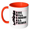 Funny Fitness Mug SWEAT She Will Endure All Things White 11oz Accent Coffee Mugs