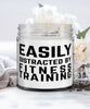 Funny Fitness Trainer Candle Easily Distracted By Fitness Training 9oz Vanilla Scented Candles Soy Wax