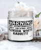 Funny Florida white Rabbit Candle Warning May Spontaneously Start Talking About Florida white Rabbits 9oz Vanilla Scented Candles Soy Wax