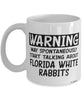 Funny Florida white Rabbit Mug Warning May Spontaneously Start Talking About Florida white Rabbits Coffee Cup White