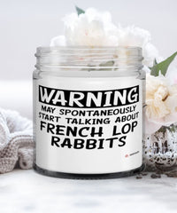 Funny French Lop Rabbit Candle Warning May Spontaneously Start Talking About French Lop Rabbits 9oz Vanilla Scented Candles Soy Wax