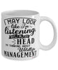 Funny Game Warden Mug I May Look Like I'm Listening But In My Head I'm Thinking About Wildlife Management Coffee Cup White