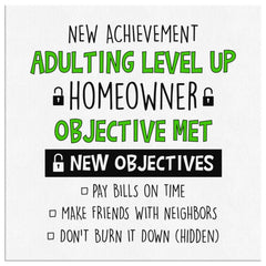 Funny Gamer Housewarming Canvas Print Gift New Achievement Adulting Level Up New Homeowner Ready To Hang