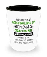 Funny Gamer Housewarming Shot Glass Achievement Adulting Level Up Homeowner