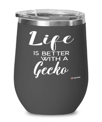 Funny Gecko Wine Glass Life Is Better With A Gecko 12oz Stainless Steel Black