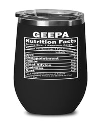Funny Geepa Nutritional Facts Wine Glass 12oz Stainless Steel