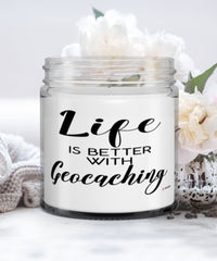 Funny Geocaching Candle Life Is Better With Geocaching 9oz Vanilla Scented Candles Soy Wax