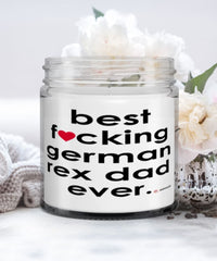 Funny German Rex Cat Candle B3st F-cking German Rex Dad Ever 9oz Vanilla Scented Candles Soy Wax