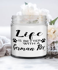 Funny German Rex Cat Candle Life Is Better With A German Rex 9oz Vanilla Scented Candles Soy Wax